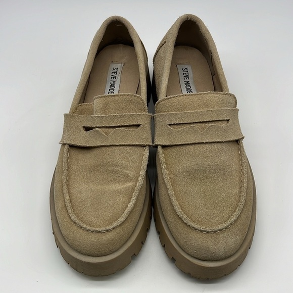 Steve Madden - Lila Taupe Suede Slip On Rounded Close Toe Chunky Loafer Size 8.5 - Picture 2 of 13
